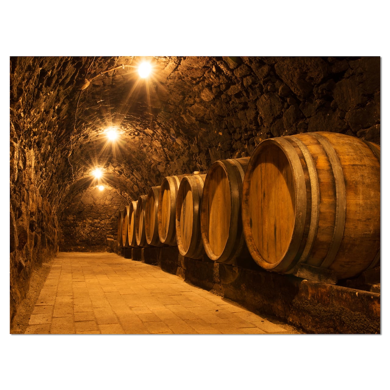 Designart - Oak Barrels in the Tunnel - Landscape Canvas Art Print